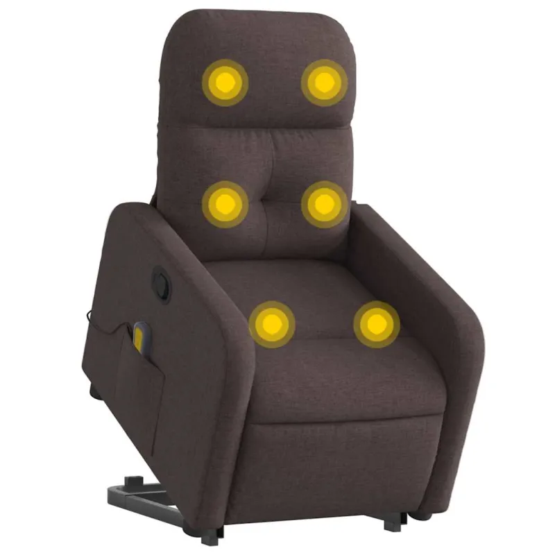 Atsistojantis masažinis krėslas, tamsiai rudas, audinys