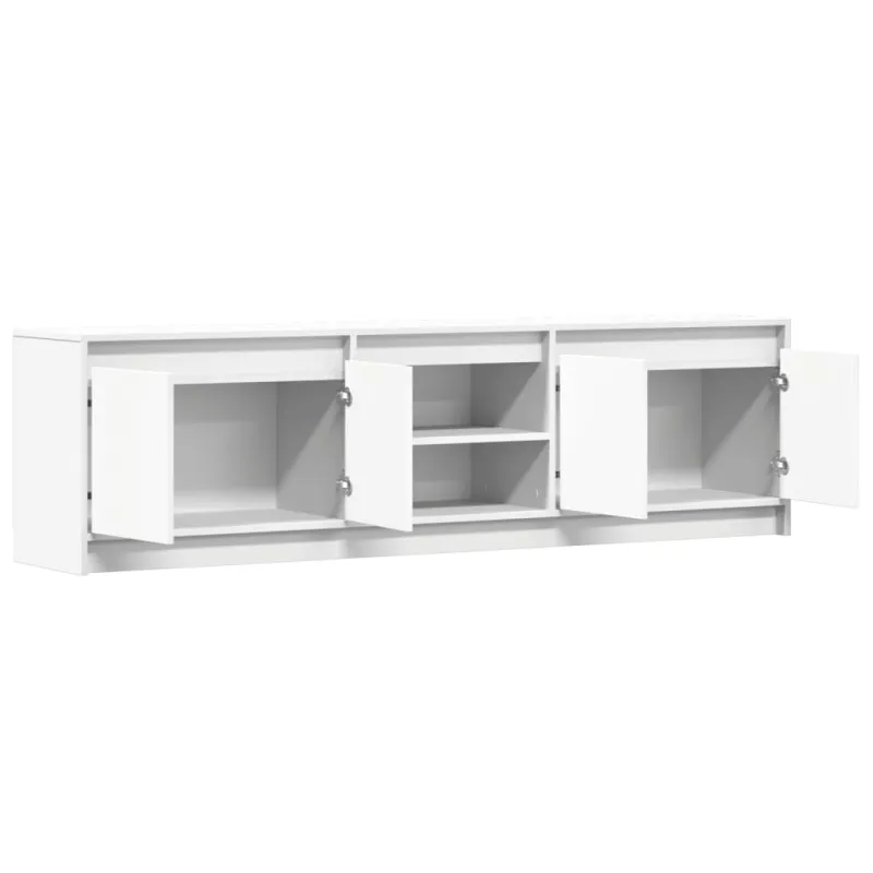 Televizoriaus spintelė su LED, balta, 180x34x50cm, mediena
