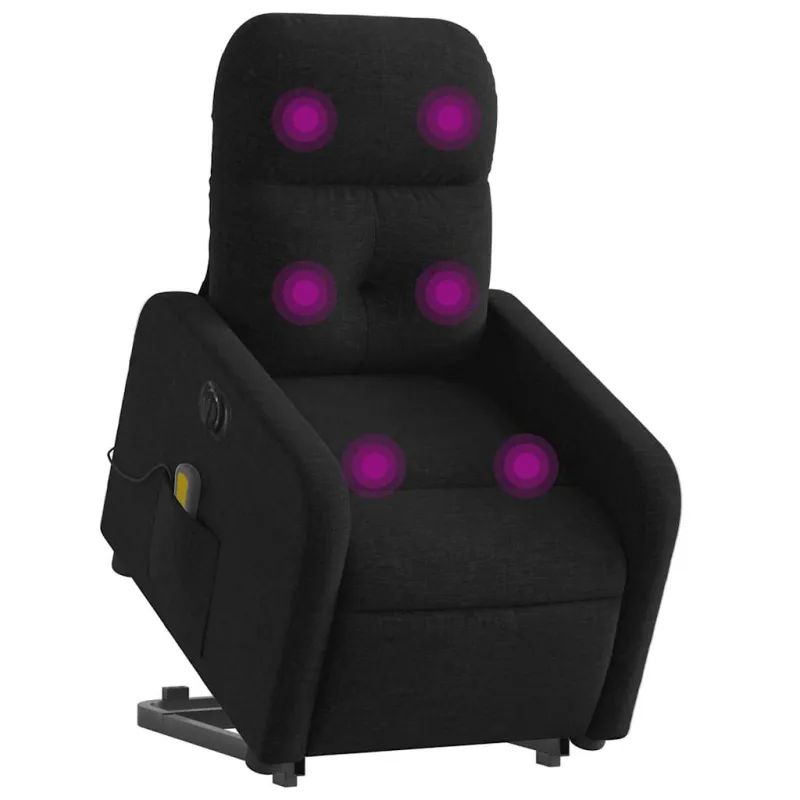 Atsistojantis elektrinis masažinis krėslas, juodas, audinys