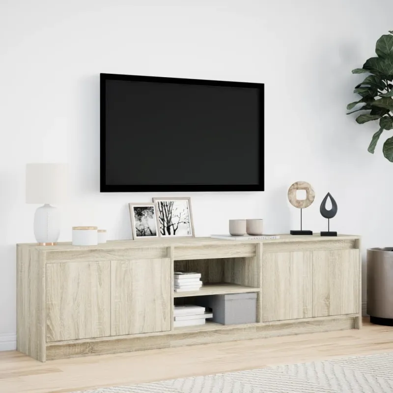 Televizoriaus spintelė su LED, ąžuolo, 180x34x50cm, mediena