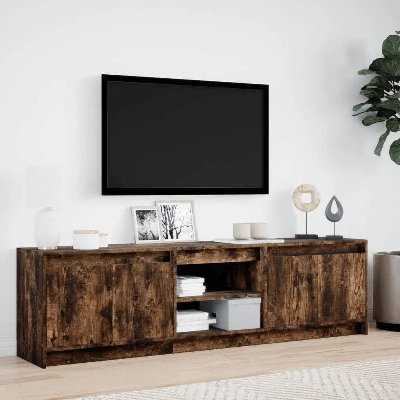 Televizoriaus spintelė su LED, ąžuolo, 180x34x50cm, mediena