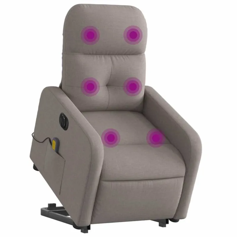 Atsistojantis elektrinis masažinis krėslas, taupe, audinys