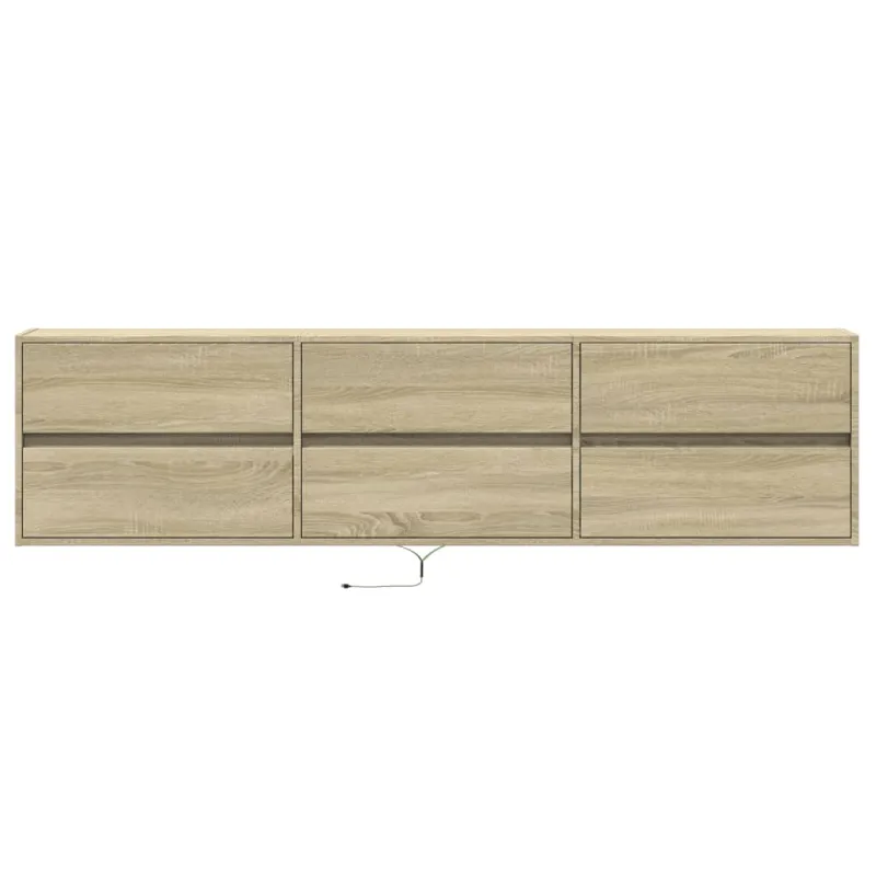 Sieninė TV spintelė su LED lemputėmis, ąžuolo, 180x31x45cm