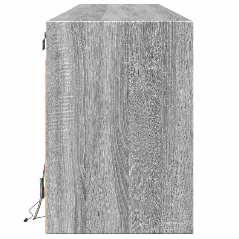 Sieninė TV spintelė su LED lemputėmis, pilka, 180x31x45cm