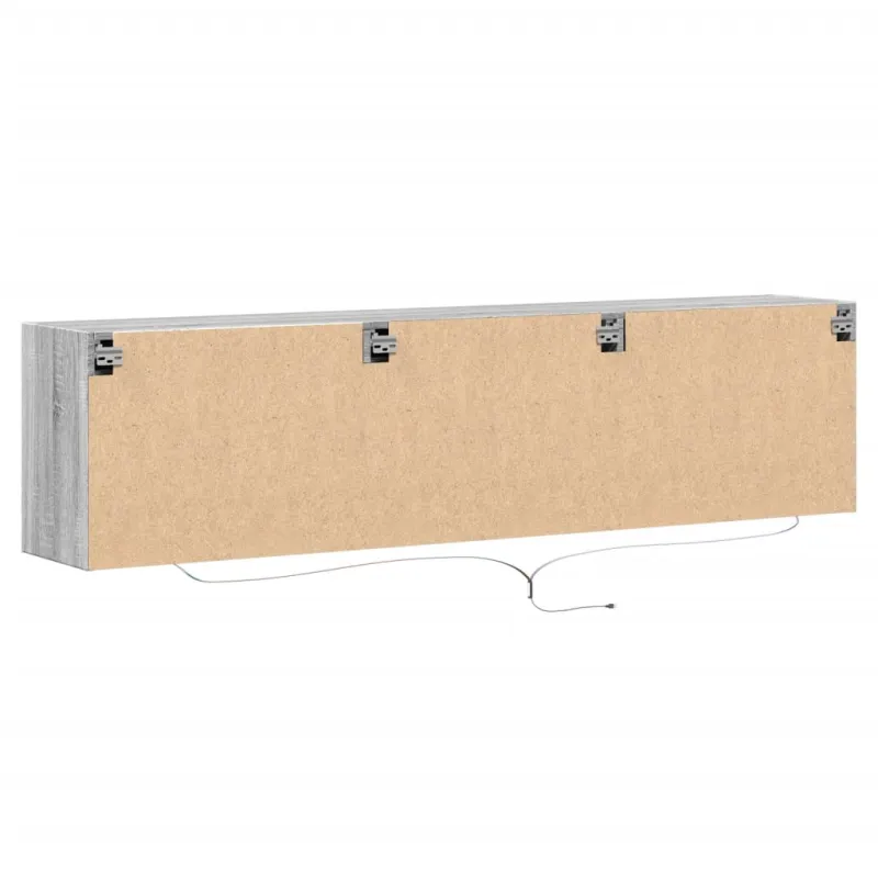 Sieninė TV spintelė su LED lemputėmis, pilka, 180x31x45cm