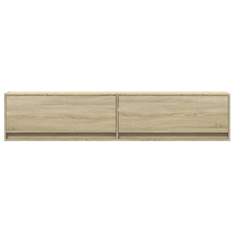 Sieninė TV spintelė su LED lemputėmis, ąžuolo, 180x31x38cm