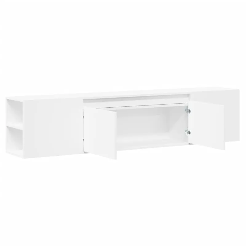 Sieninė TV spintelė su LED lemputėmis, balta, 180x31x39,5cm