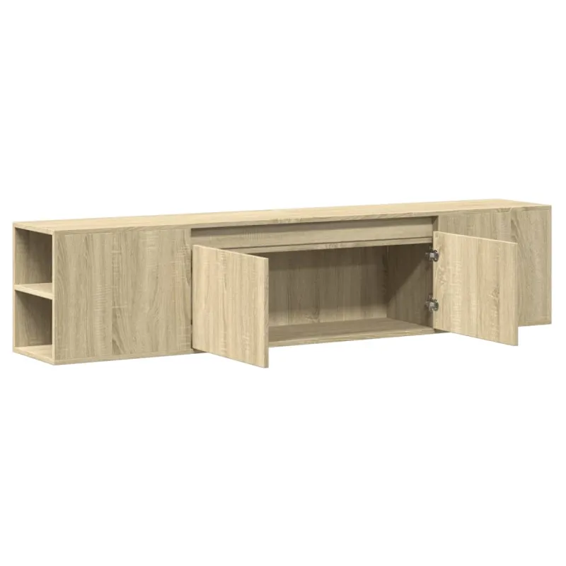 Sieninė TV spintelė su LED lemputėmis, ąžuolo, 180x31x39,5cm