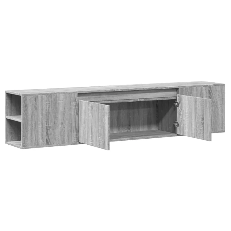 Sieninė TV spintelė su LED lemputėmis, pilka, 180x31x39,5cm