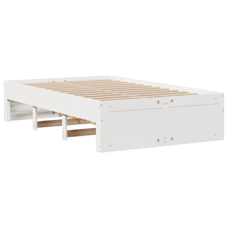 Lova su knygų spinta be čiužinio, balta, 135x190cm, pušis