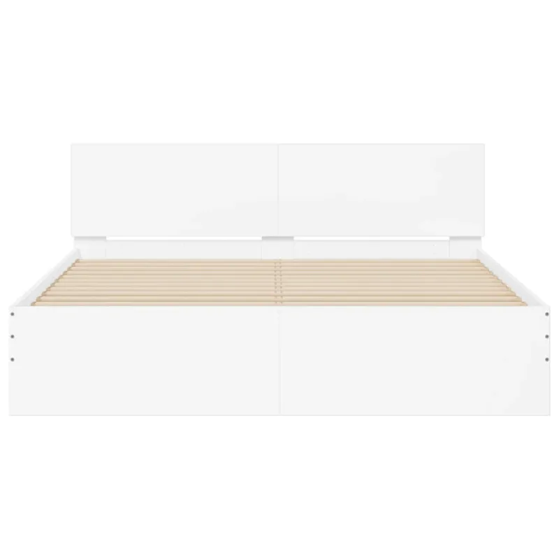 Lovos rėmas su galvūgaliu ir LED, baltos spalvos, 160x200cm