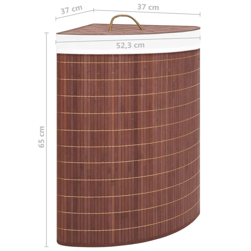 Kampinis skalbinių krepšys, rudos spalvos, bambukas, 60l