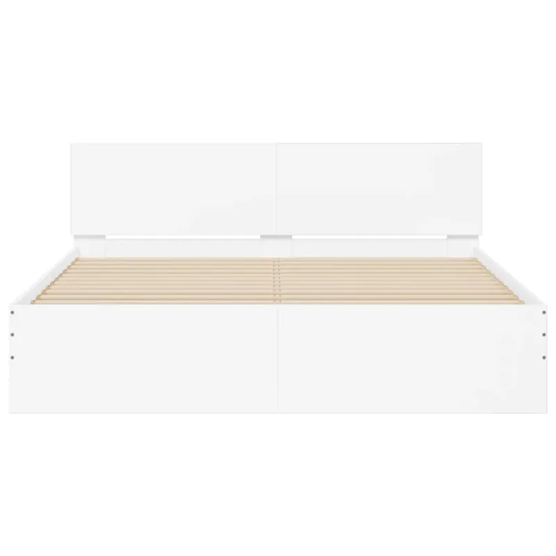 Lovos rėmas su galvūgaliu ir LED, baltos spalvos, 150x200cm