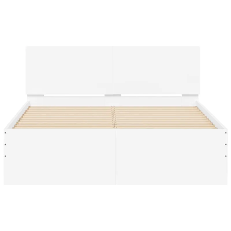 Lovos rėmas su galvūgaliu ir LED, baltos spalvos, 120x200cm