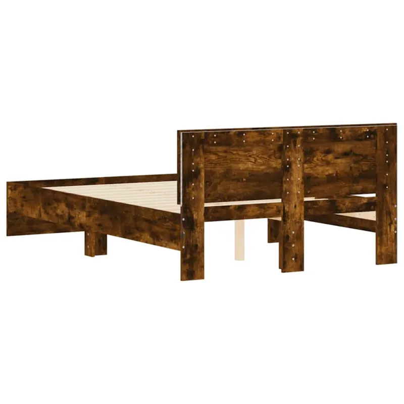 Lovos rėmas su galvūgaliu ir LED, dūminio ąžuolo, 120x200cm