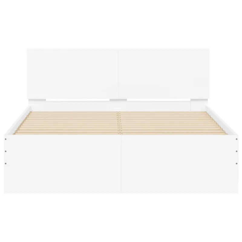 Lovos rėmas su galvūgaliu ir LED, baltos spalvos, 140x190cm