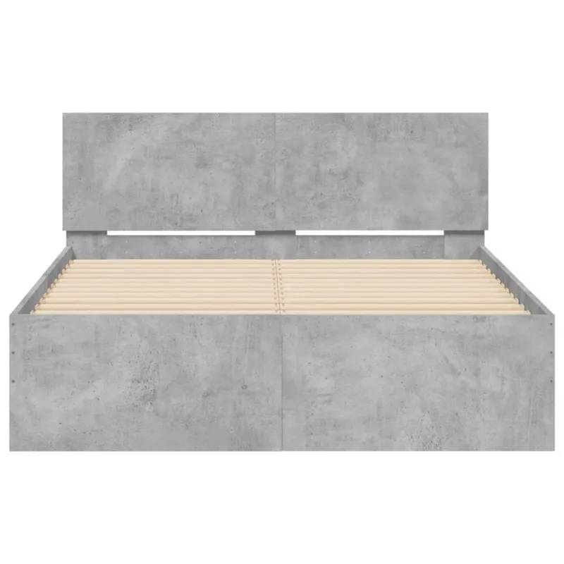 Lovos rėmas su galvūgaliu ir LED, betono pilkas, 140x190cm