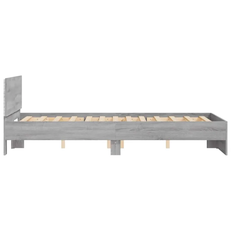 Lovos rėmas su galvūgaliu ir LED, pilkas ąžuolo, 140x190cm