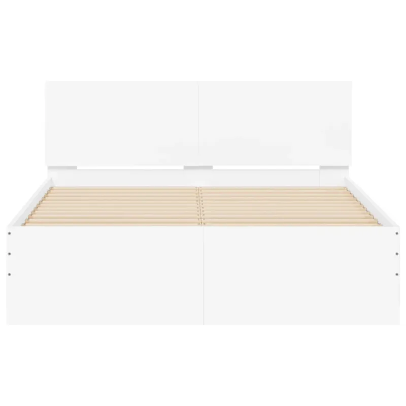 Lovos rėmas su galvūgaliu ir LED, baltos spalvos, 135x190cm