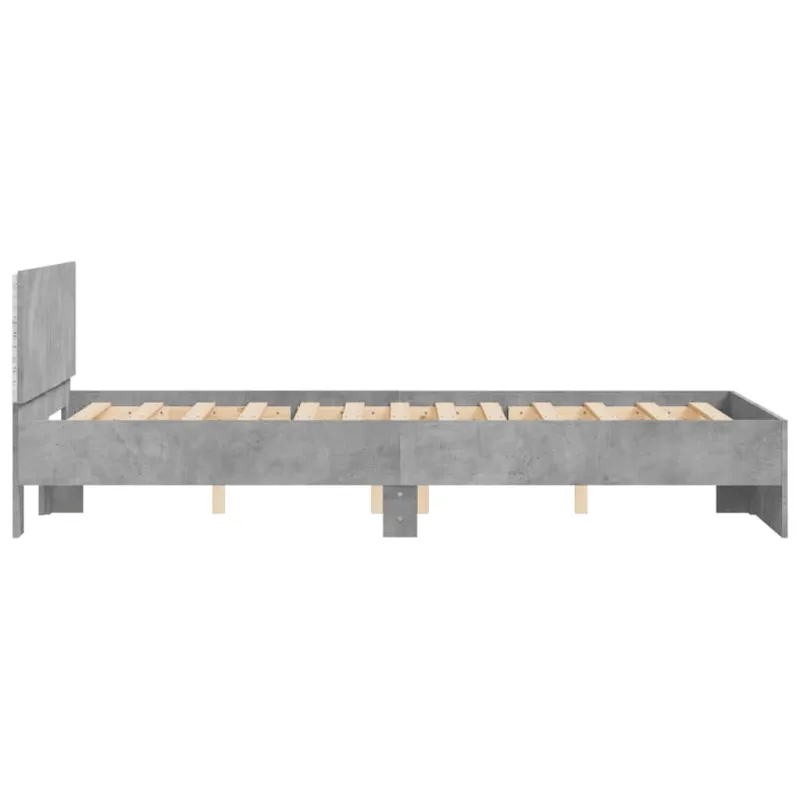 Lovos rėmas su galvūgaliu ir LED, betono pilkas, 135x190cm