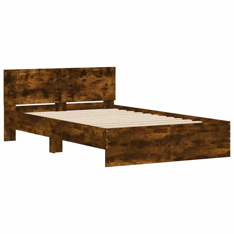 Lovos rėmas su galvūgaliu ir LED, dūminio ąžuolo, 135x190cm