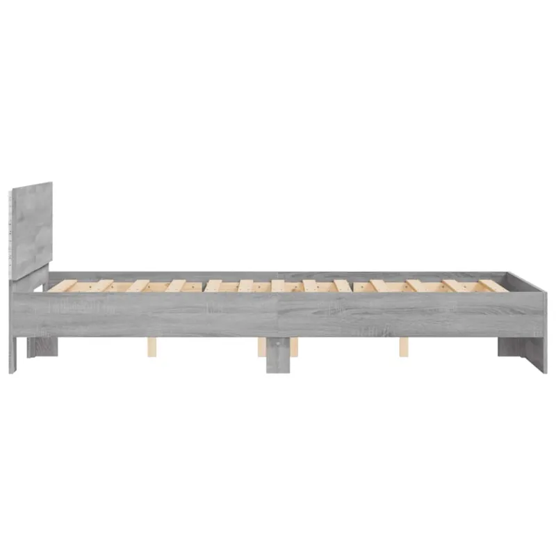 Lovos rėmas su galvūgaliu ir LED, pilkas ąžuolo, 135x190cm