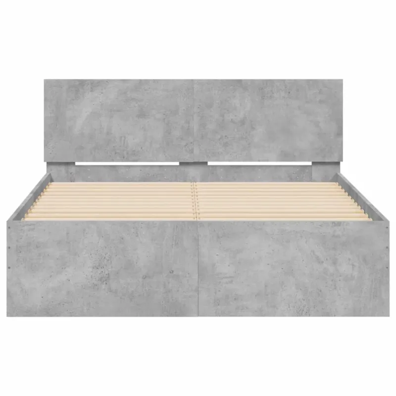 Lovos rėmas su galvūgaliu ir LED, betono pilkas, 120x190cm