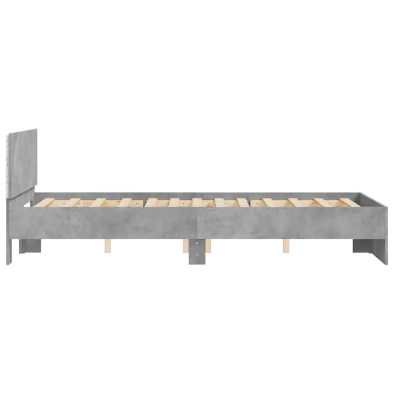 Lovos rėmas su galvūgaliu ir LED, betono pilkas, 120x190cm