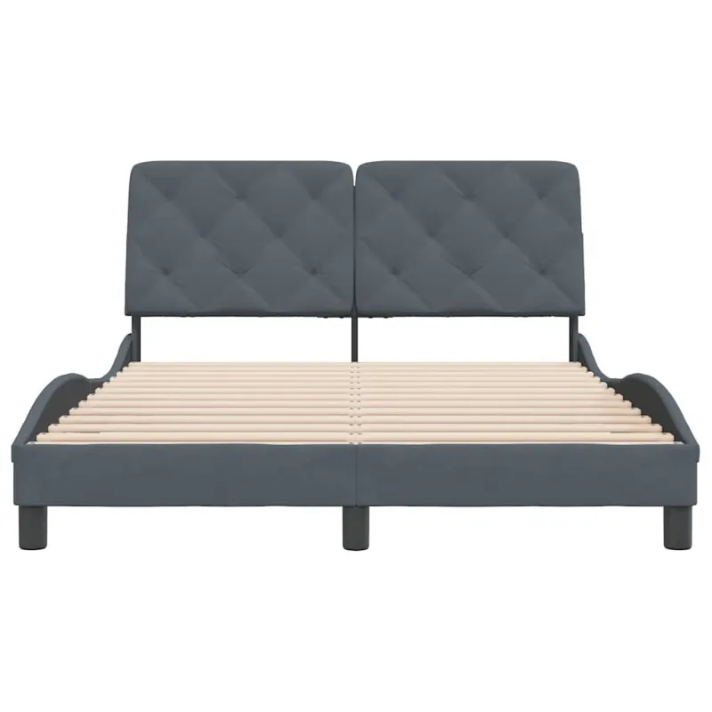 Lovos rėmas be čiužinio, tamsiai pilkas, 140x200cm, aksomas