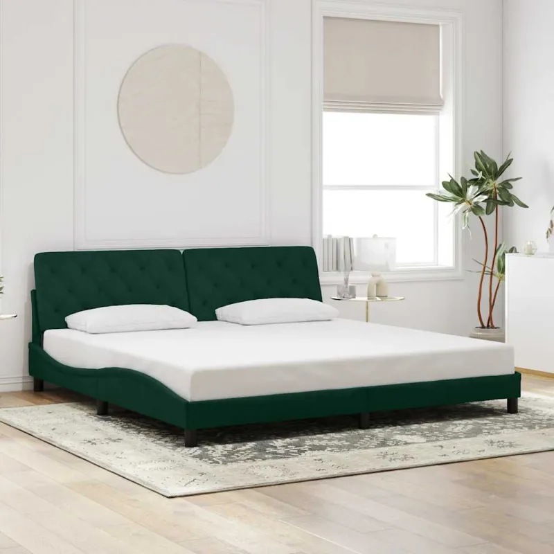 Lovos rėmas be čiužinio tamsiai žalias 200x200 cm aksomas
