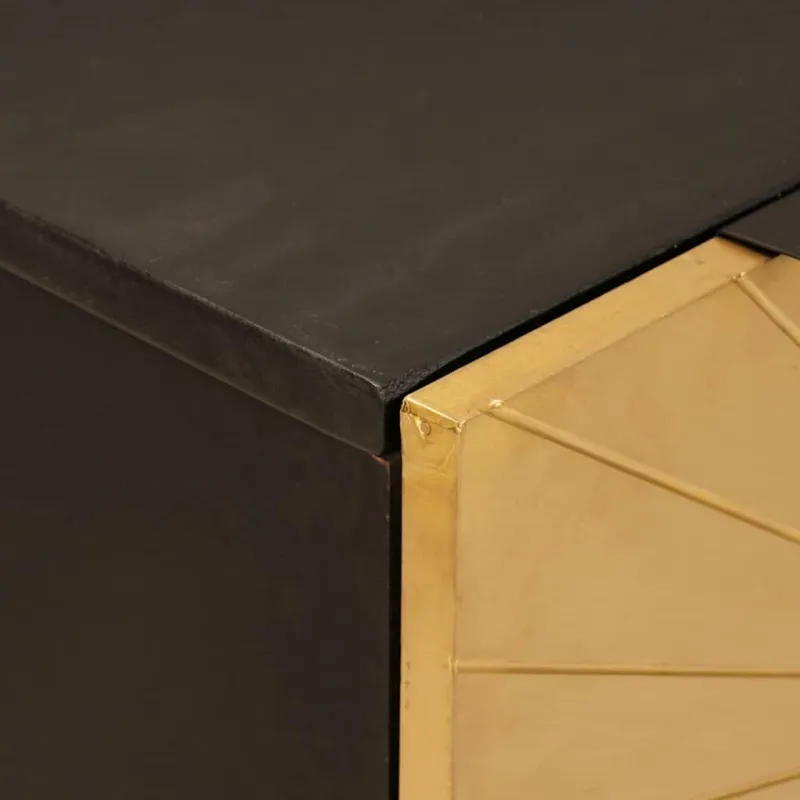 Šoninė spintelė 2 pcs Juoda ir Brass 120 x 33 x 75 cm