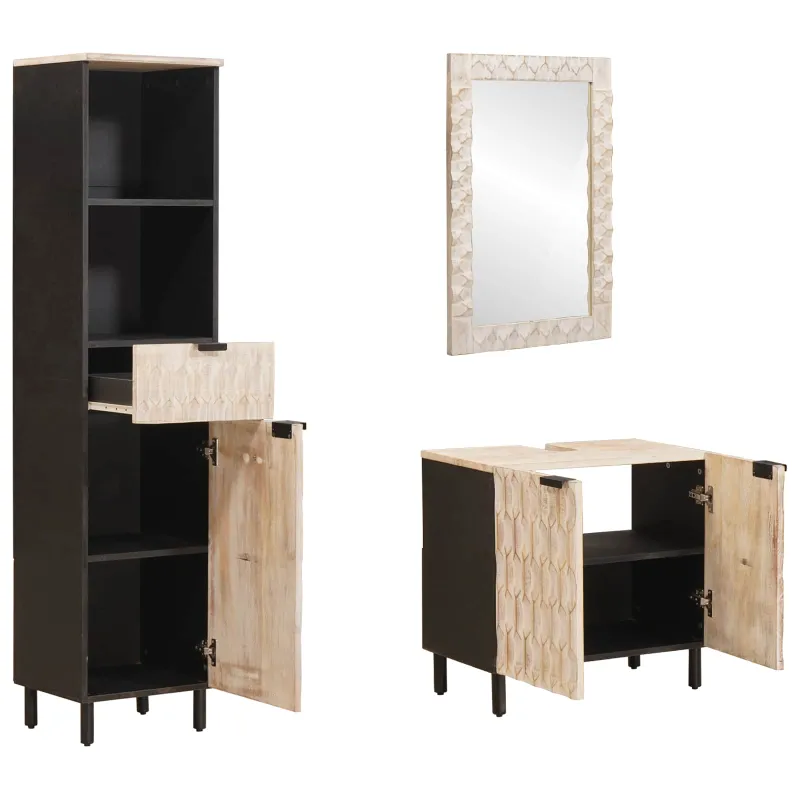 Vonios komplektai su stalčių 3 pcs Baltos skalbimo apdaila