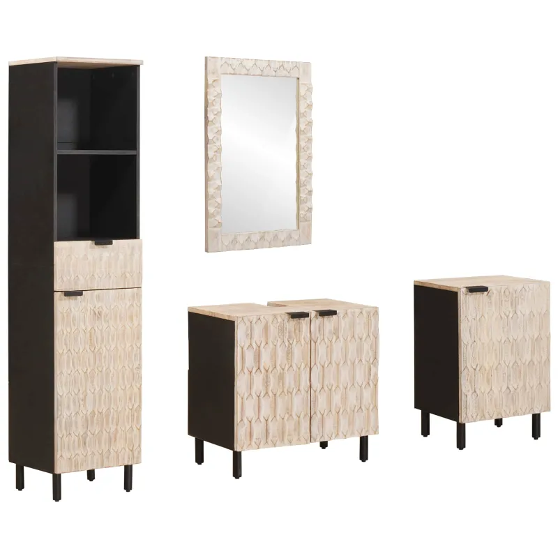 Vonios komplektai su stalčių 4 pcs Baltos skalbimo apdaila