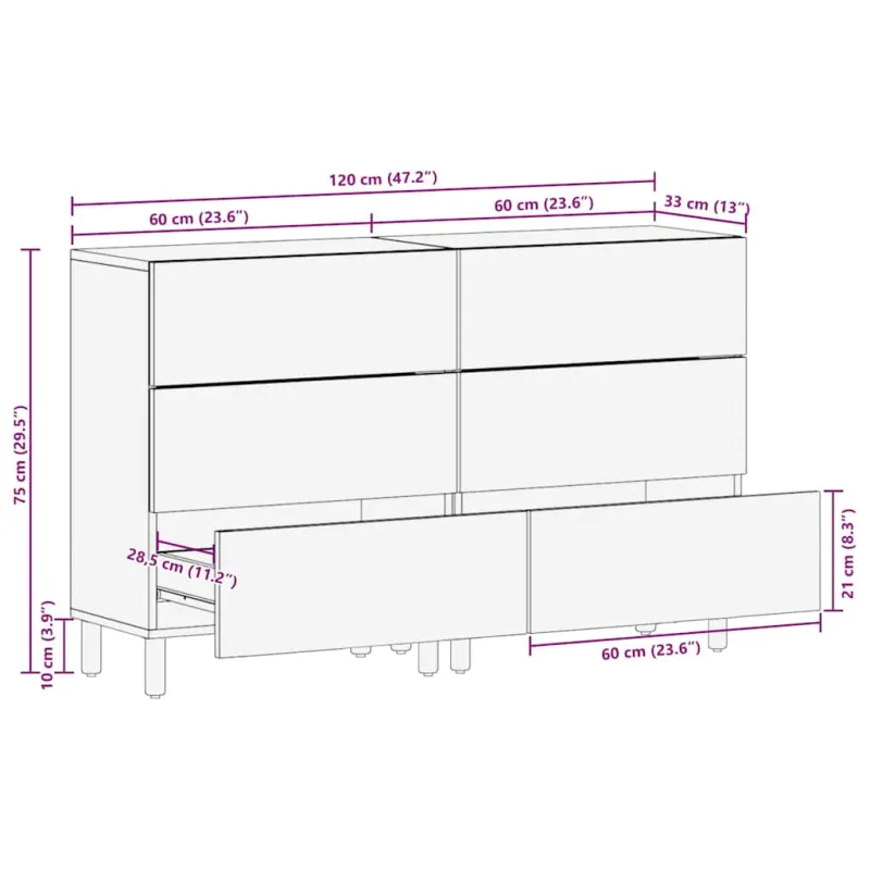 Kabalas 2 pcs Akacijos ruda apdaila 60 x 33 x 75 cm