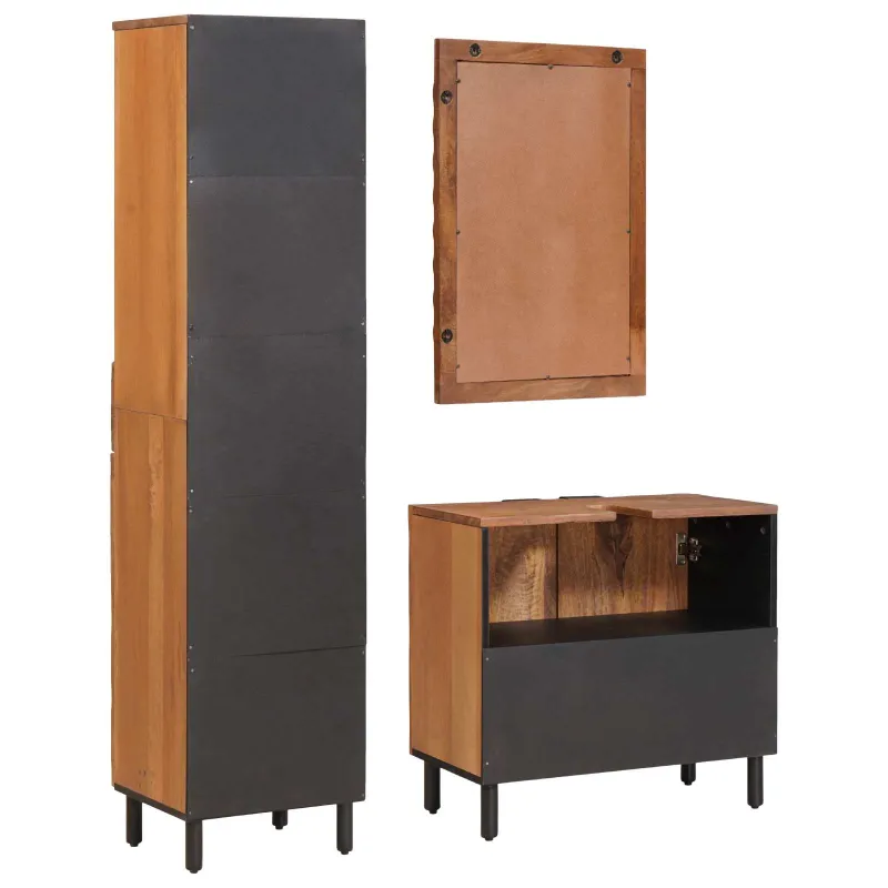 Vonios komplektai su stalčių 3 pcs Akacijos rudos spalvos