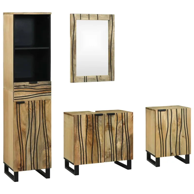 Vonios baldų rinkinys su stalčių 4 pcs Ruda Apdirbta mediena