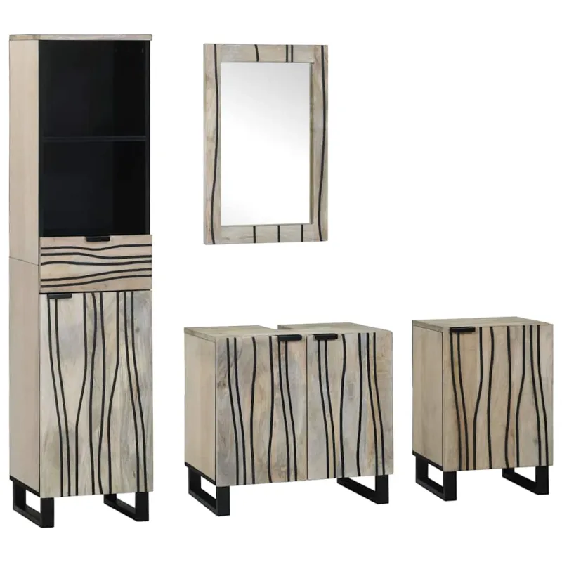 Vonios baldų rinkinys 4 pcs Lazdynų rudas Apdirbta mediena