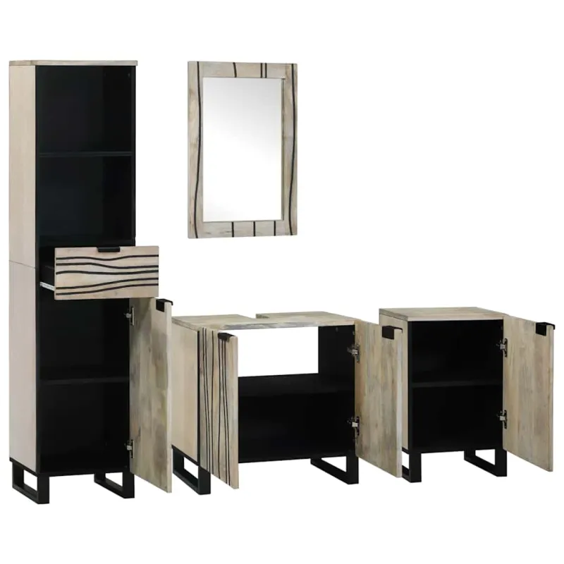 Vonios baldų rinkinys 4 pcs Lazdynų rudas Apdirbta mediena