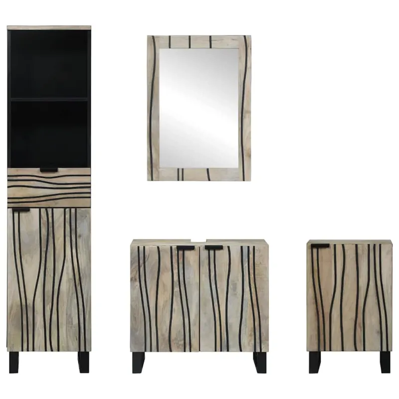 Vonios baldų rinkinys 4 pcs Lazdynų rudas Apdirbta mediena