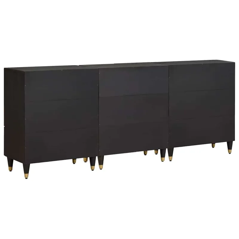 Vonios spintos komplektas 3 pcs Juoda 180 x 33 x 75 cm
