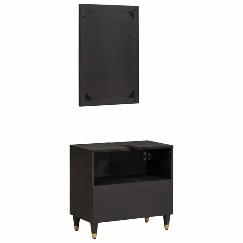 Vonios spintos komplektas 2 pcs Juoda Kietas mango medis