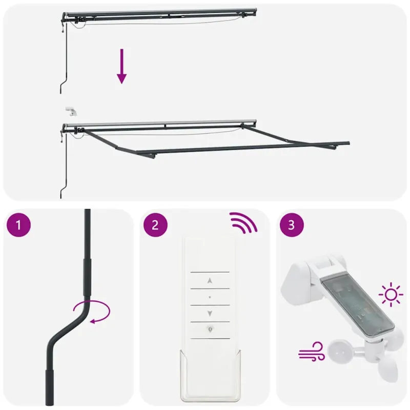 Automatinė ištraukiama markizė su LED, bordo spalvos, 300x250cm