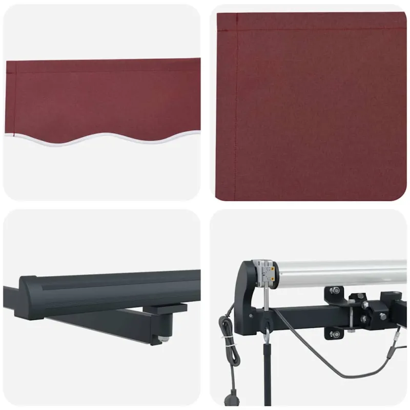 Automatinė ištraukiama markizė su LED, bordo spalvos, 300x250cm