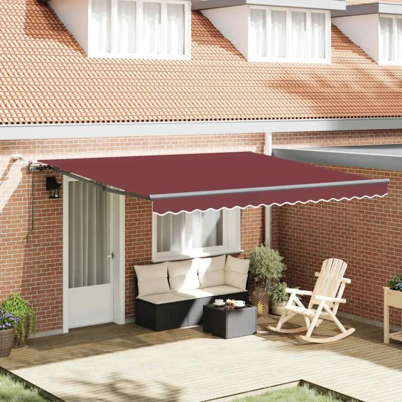 Automatinė ištraukiama markizė su LED, bordo spalvos, 400x300cm