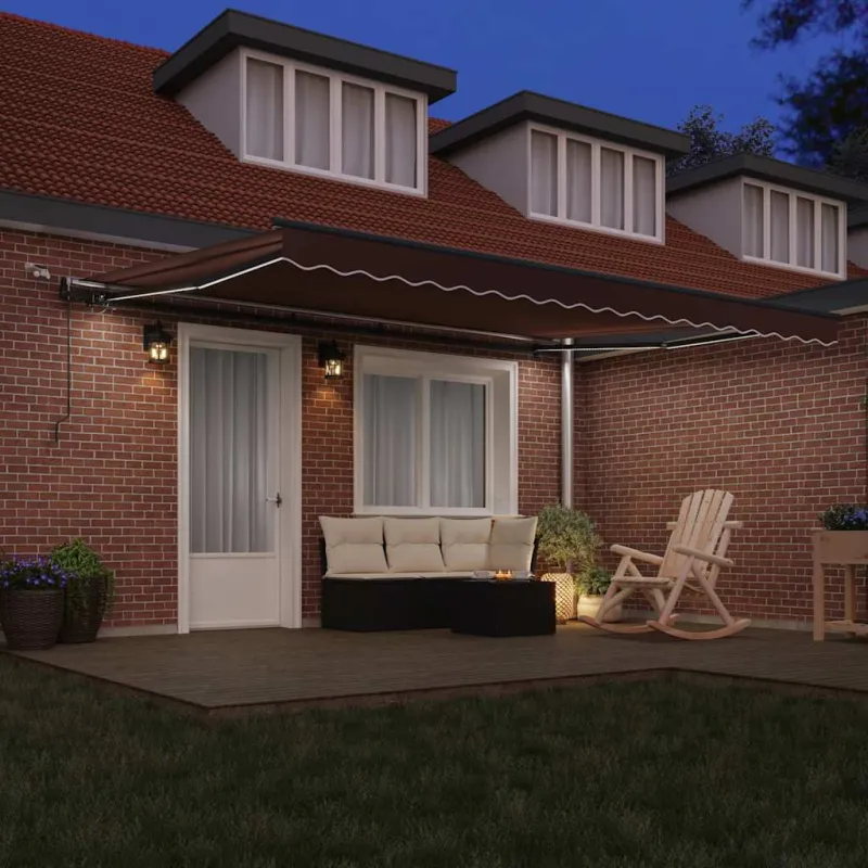 Automatinė ištraukiama markizė su LED, bordo spalvos, 450x300cm