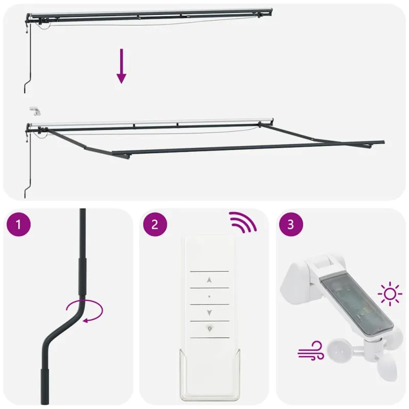 Automatinė ištraukiama markizė su LED, bordo spalvos, 450x300cm