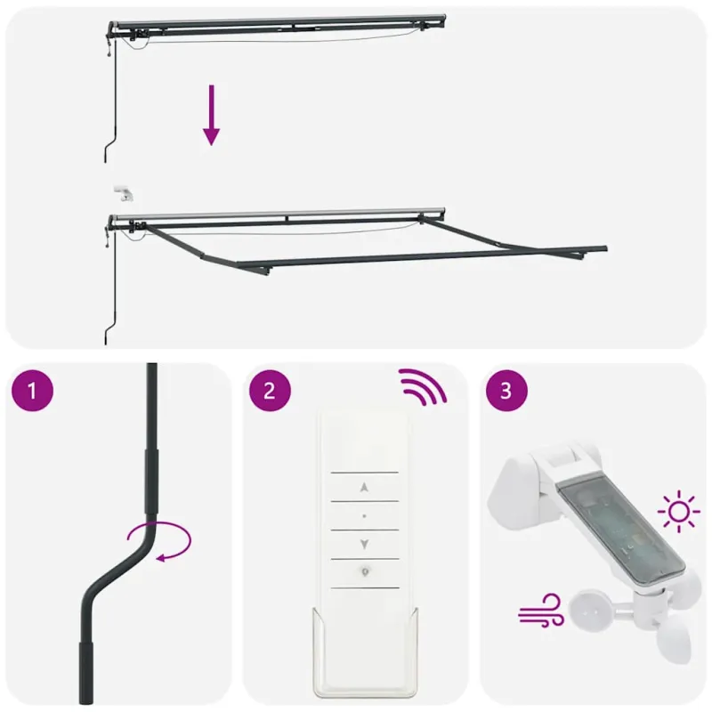 Automatinė ištraukiama markizė su LED, ruda, 300x250cm