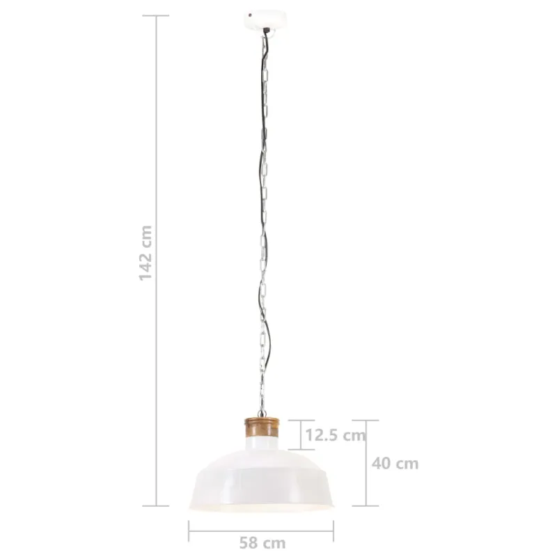 Kabantis šviestuvas, baltas, 58cm, E27, pramoninio stiliaus