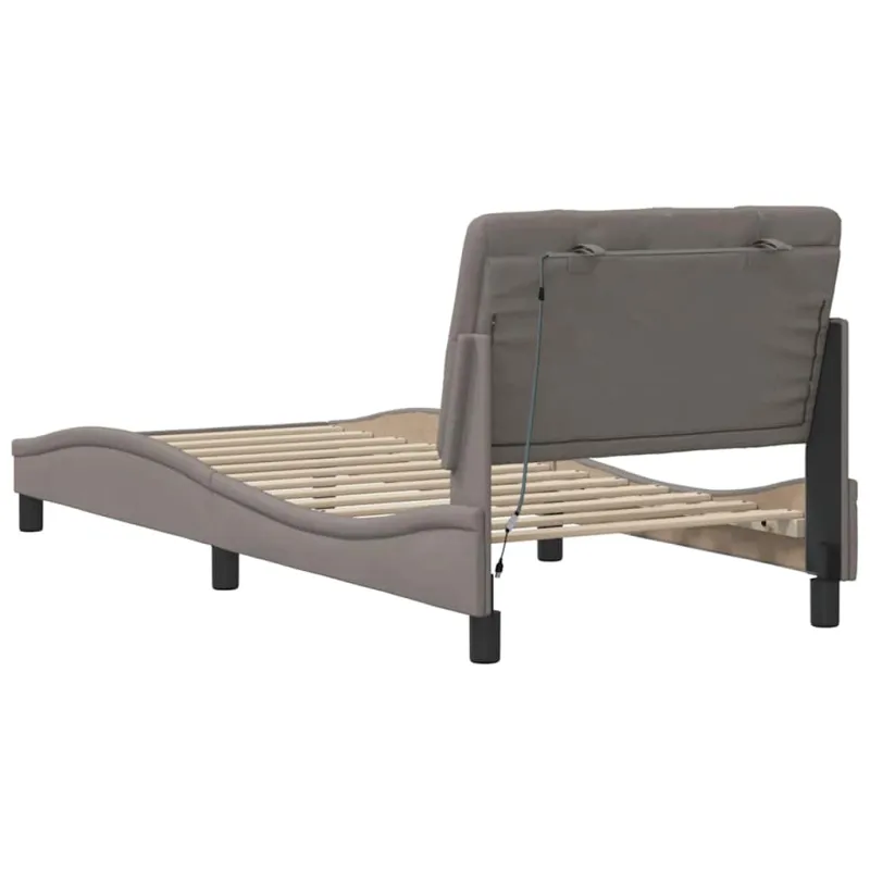 Lovos rėmas su LED be čiužinio, taupe, 90x190 cm, audinys