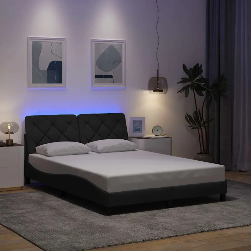 Lovos rėmas su LED be čiužinio, tamsiai pilkas, 120x200 cm